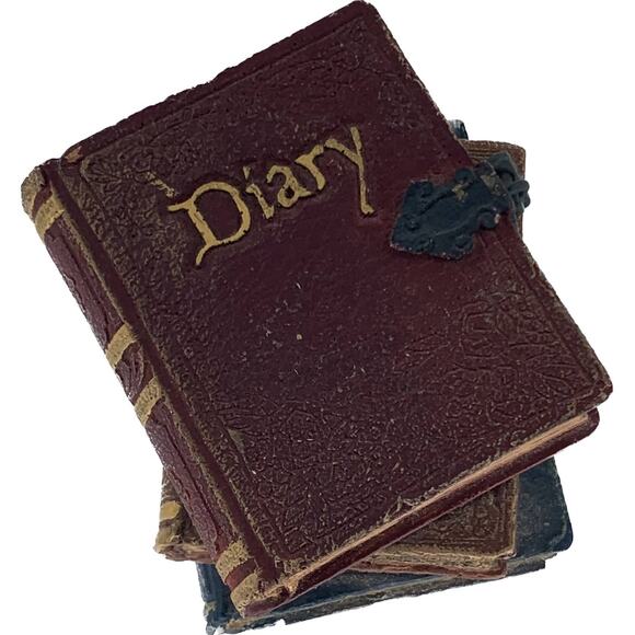 Keypoint Stacked Books Figurine Dairy Lock Three Resin Blue Red Brown Decoration - Picture 1 of 8